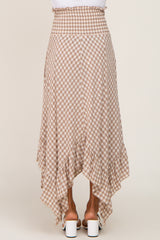 Mocha Gingham Handkerchief Skirt