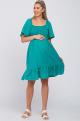 Jade Smocked Ruffle Hem Maternity Dress