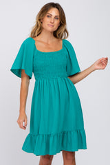 Jade Smocked Ruffle Hem Maternity Dress