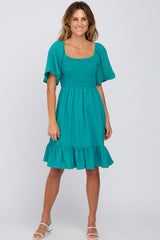 Jade Smocked Ruffle Hem Dress