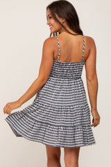 Black Gingham Tiered Maternity Dress