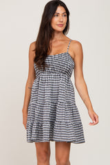 Black Gingham Tiered Dress