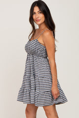 Black Gingham Tiered Dress