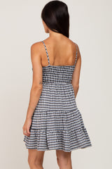 Black Gingham Tiered Dress