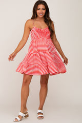 Red Gingham Tiered Maternity Dress