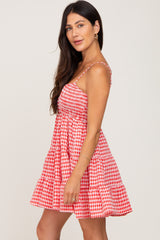 Red Gingham Tiered Dress