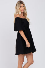 Black Off Shoulder Short Sleeve Dress