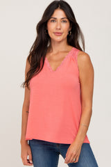 Coral Lace V-Neck Tank Top