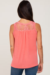 Coral Lace V-Neck Tank Top