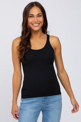 Black Ribbed Basic Maternity Tank Top