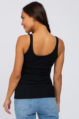 Black Ribbed Basic Maternity Tank Top