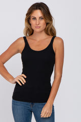 Black Ribbed Basic Maternity Tank Top