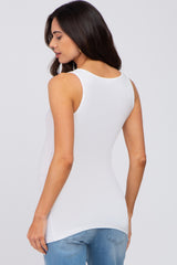 White Ruched Maternity Tank Top