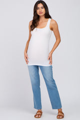 White Ruched Maternity Tank Top