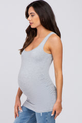 Heather Grey Ruched Maternity Tank Top