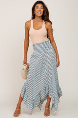 Blue Gingham Handkerchief Maternity Skirt