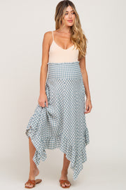 Blue Gingham Handkerchief Maternity Skirt