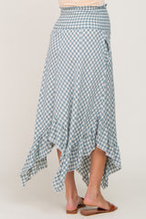 Blue Gingham Handkerchief Maternity Skirt