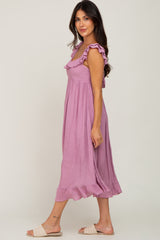 Mauve Ruffled Midi Dress