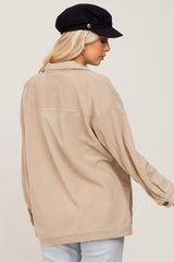 Beige Fleece Shirt Jacket