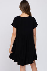 Black Frayed Hem Maternity Dress