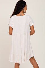 Beige Frayed Hem Dress