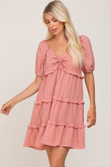 Mauve Plaid Ruffle Tier Dress