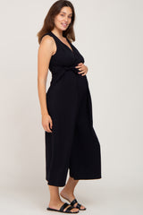 Black Sleeveless Flare Maternity Jumpsuit