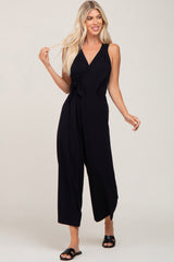 Black Sleeveless Flare Maternity Jumpsuit