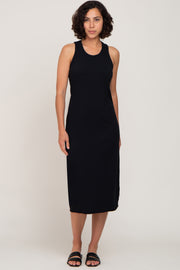 Black Sleeveless Basic Midi Dress