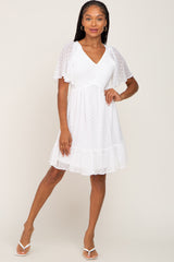 White Swiss Dot Smocked Dress