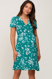 Jade Floral Waist Tie Maternity Wrap Dress