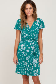 Jade Floral Waist Tie Wrap Dress