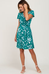 Jade Floral Waist Tie Wrap Dress