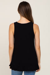 Black Ruffle Hem Maternity Tank Top