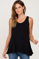 Black Ruffle Hem Maternity Tank Top