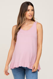 Pink Ruffle Hem Maternity Tank Top