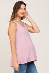 Pink Ruffle Hem Maternity Tank Top