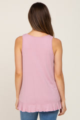 Pink Ruffle Hem Maternity Tank Top