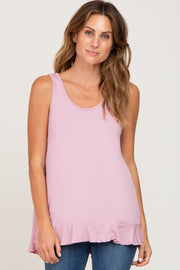 Pink Ruffle Hem Tank Top