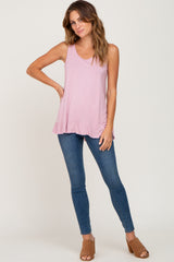 Pink Ruffle Hem Tank Top