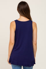 Navy Ruffle Hem Maternity Tank Top