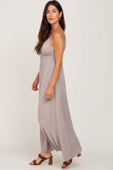 Taupe Jacquard Double Strap Maxi Dress