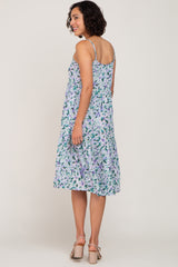 Periwinkle Floral Ruffle Hem Midi Dress