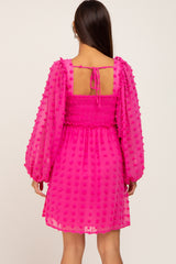 Fuchsia Swiss Dot Smocked Maternity Dress