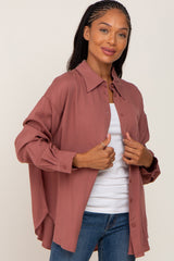 Mauve Oversized Button Down Blouse