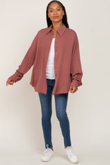 Mauve Oversized Button Down Blouse