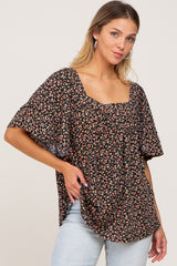 Black Floral Square Neck Maternity Top