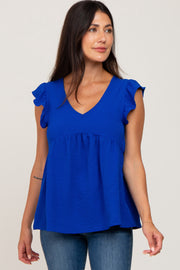 Royal Blue Flutter Babydoll Top