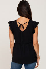 Black Flutter Babydoll Top